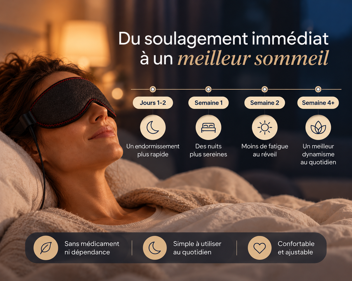 Masque chauffant Lunaeli : chaleur douce réglable et arrêt automatique