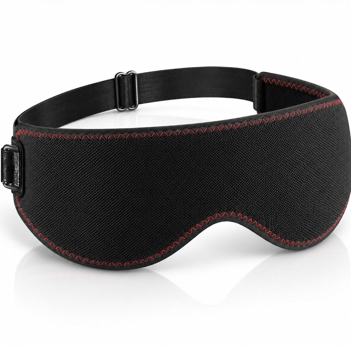 Masque chauffant pour les yeux Lunaeli, noir avec couture rouge